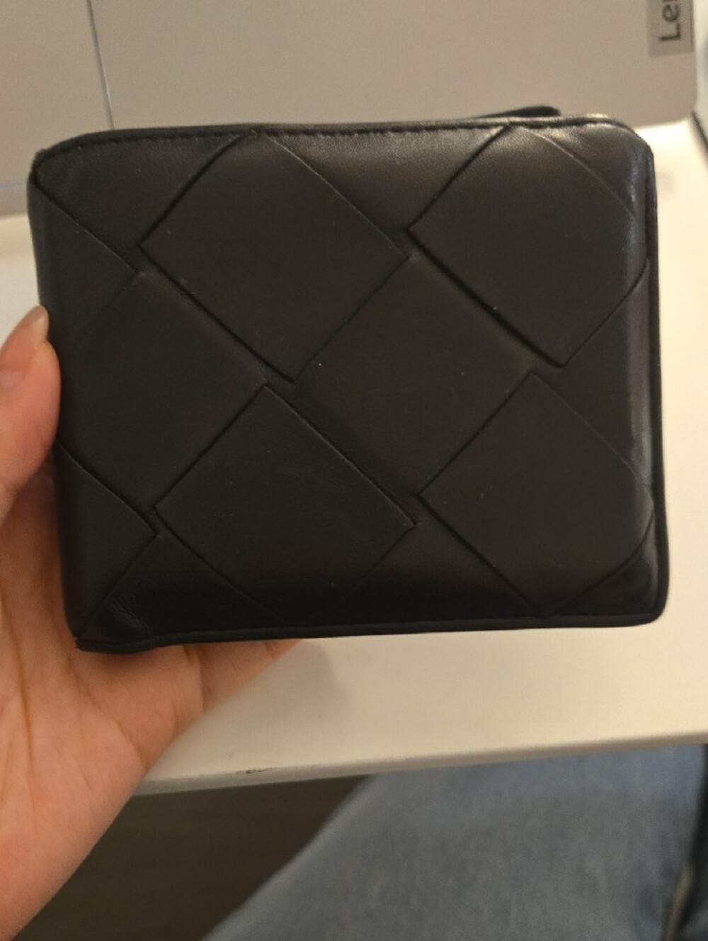 Bottega Veneta Men's Black Woven Leather Bi-Fold Wallet - Classic Style